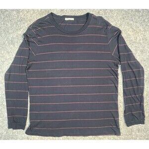 Marine Layer Men’s Blue Red Stripe Long Sleeve Cotton Modal Blend Shirt Size LG